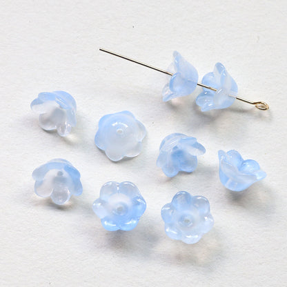 10PCS Natural Glaze Spacer Beads Pearls Tray Flower Glass With Hole For Jewelry Making Finding Kits Beads Doki Decor Blue  