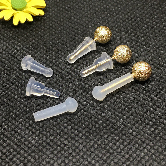 100PCS Silicone Earring Backs Long Trumpet Round Ear Stoppers Clear Replacement Environmental For Jewelry Making DIY Earrings Backs Doki Decor   
