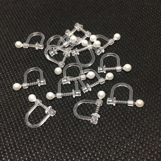 50PCS Transparent Resin Pearl Clip-On Earring Converter Findings Components Earring Pads Clip-On Earrings Doki Decor   